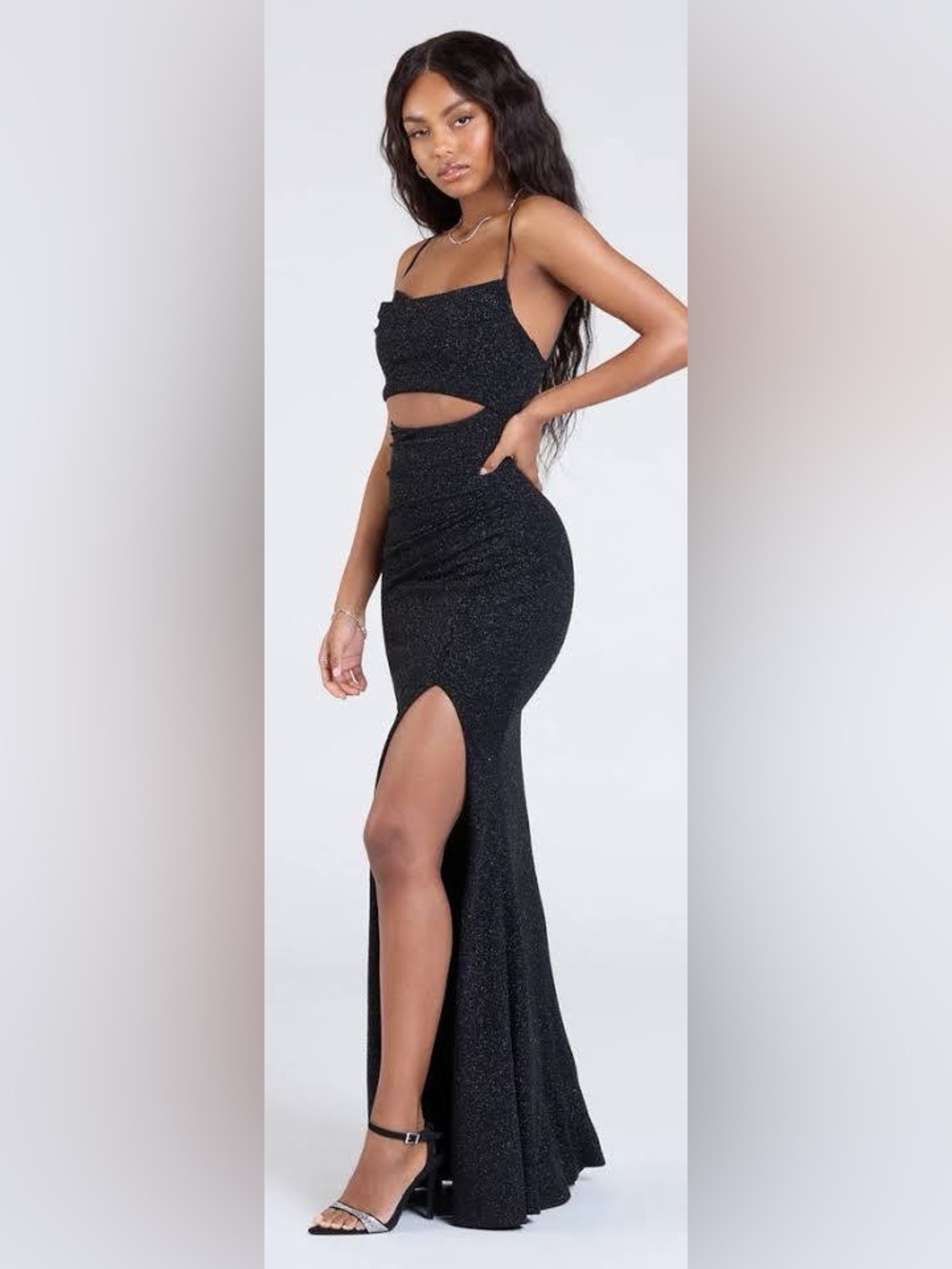 Windsor Deep Purple Sparkle Strappy Maxi Dress